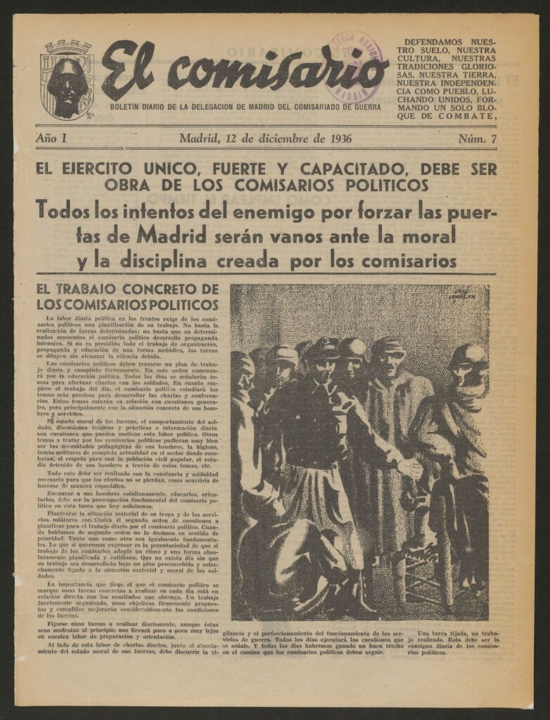 Miniatura de El Comisario: Boletín Diario del Comisariado de Guerra del 12 de diciembre de 1936