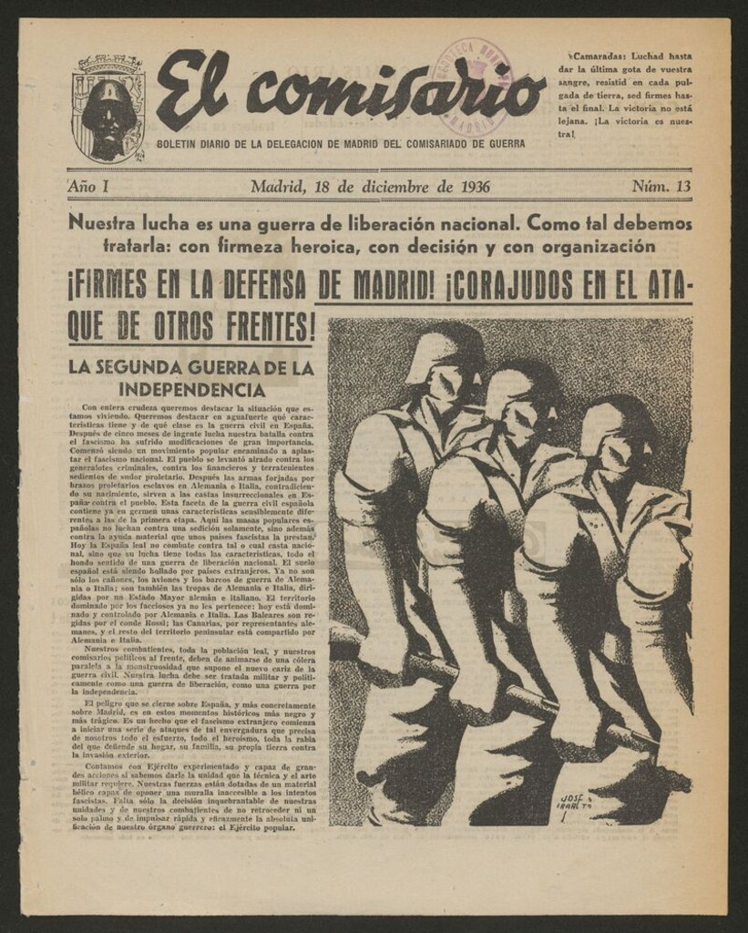 Miniatura de El Comisario: Boletín Diario del Comisariado de Guerra del 18 de diciembre de 1936