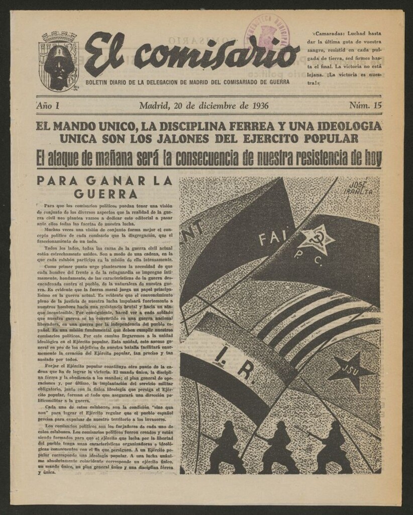 Miniatura de El Comisario: Boletín Diario del Comisariado de Guerra del 20 de diciembre de 1936