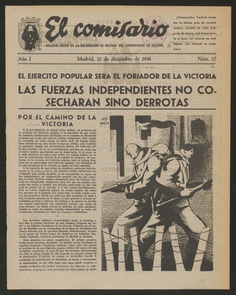 Miniatura de El Comisario: Boletín Diario del Comisariado de Guerra del 22 de diciembre de 1936