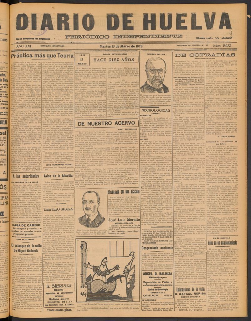 Miniatura de Diario de Huelva : periódico independiente del 13 de marzo de 1928