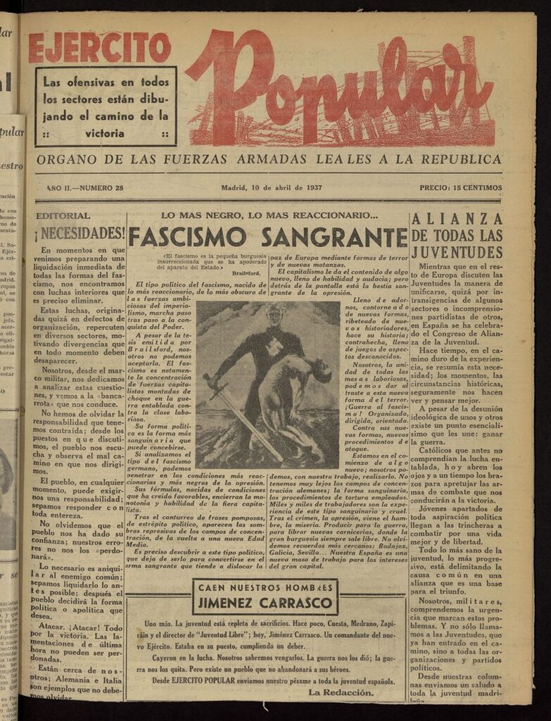 Miniatura de Ejército Popular: Órgano de las Fuerzas Armadas leales a la República,10 de abril de 1937
