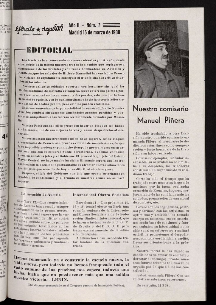 Miniatura de Ejército Regular: Órgano de la 8ª División del 15 de marzo de 1938