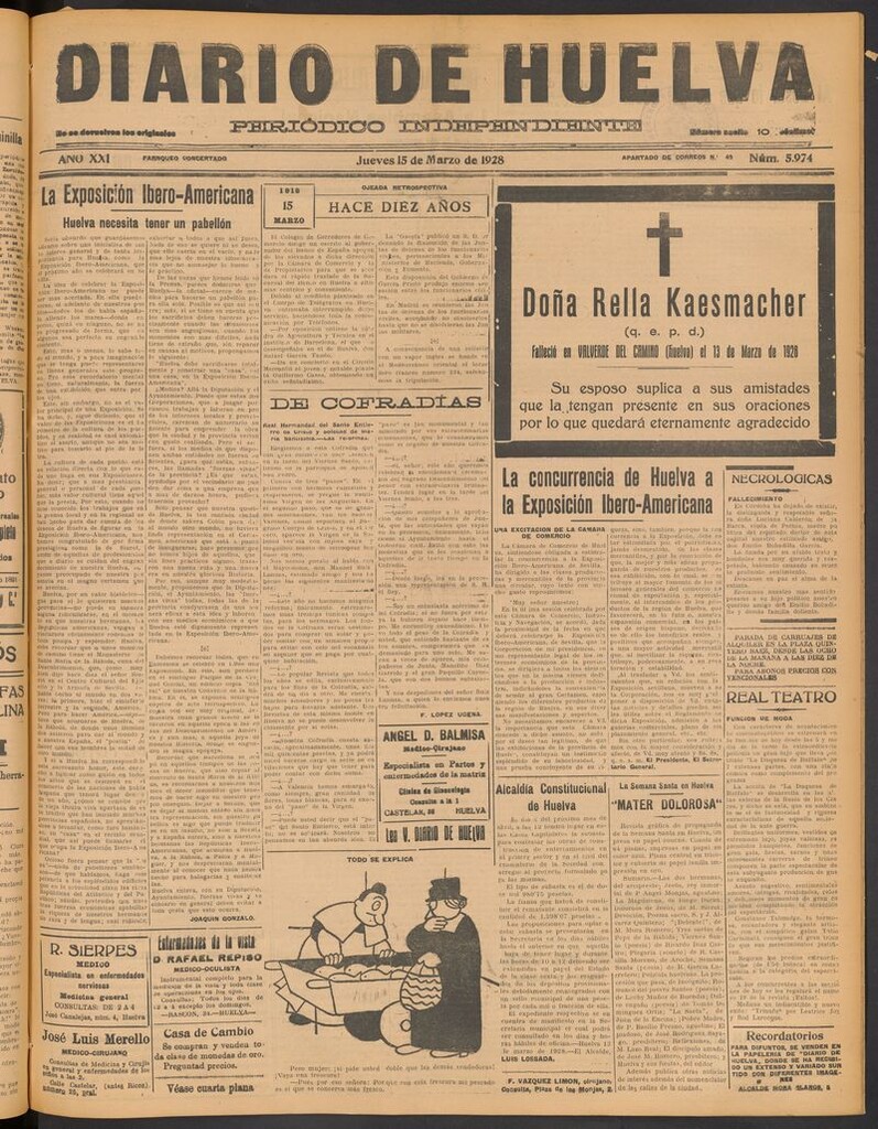 Miniatura de Diario de Huelva : periódico independiente del 15 de marzo de 1928