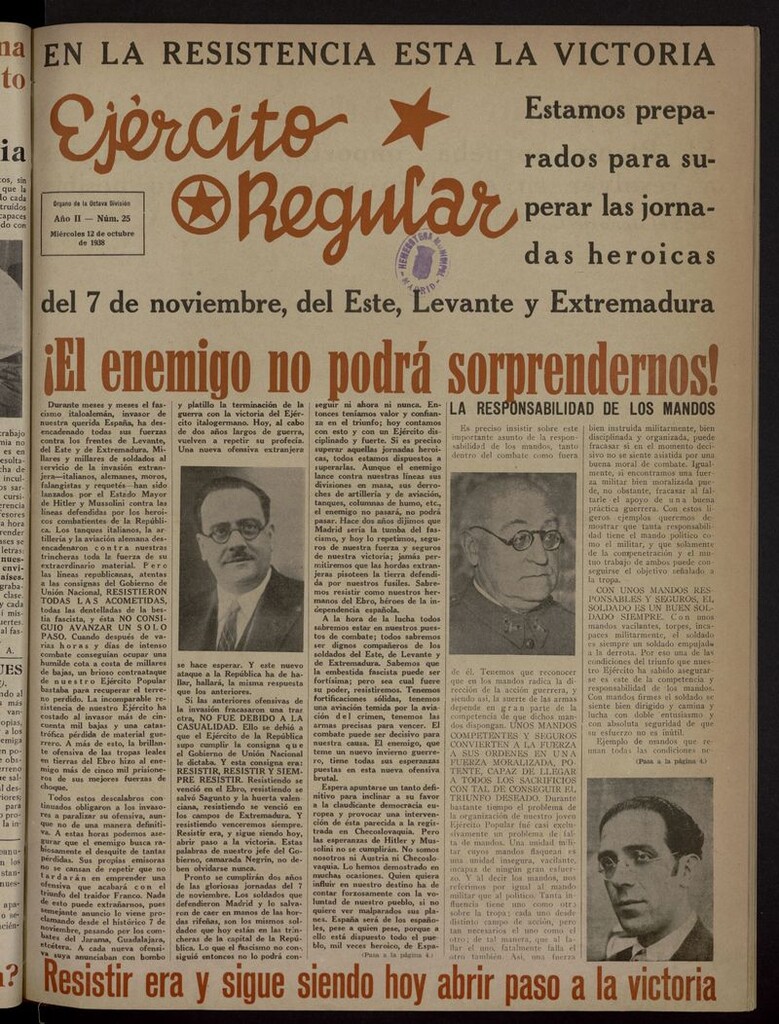 Miniatura de Ejército Regular: Órgano de la 8ª División del 12 de octubre de 1938