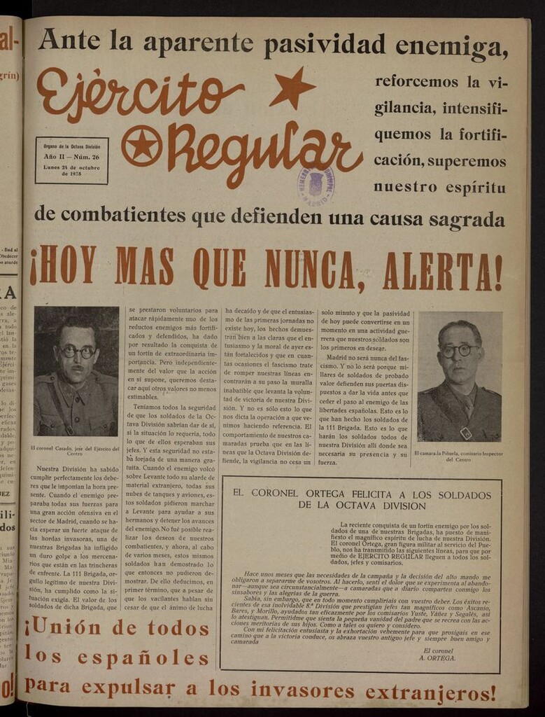 Miniatura de Ejército Regular: Órgano de la 8ª División del 24 de octubre de 1938