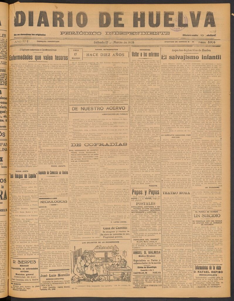 Miniatura de Diario de Huelva : periódico independiente del 17 de marzo de 1928