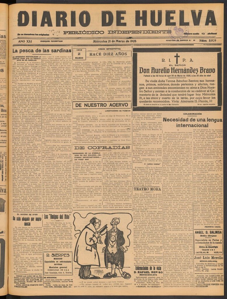 Miniatura de Diario de Huelva : periódico independiente del 21 de marzo de 1928