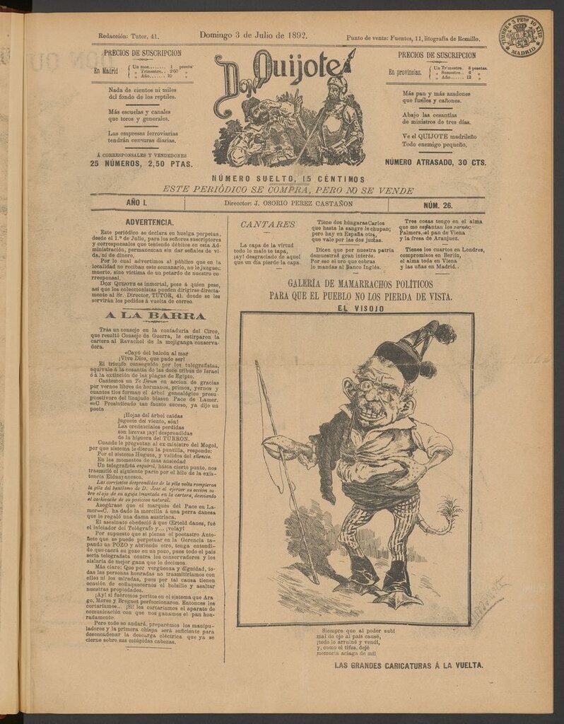 Miniatura de Don Quijote (Madrid) del 3 de julio de 1892