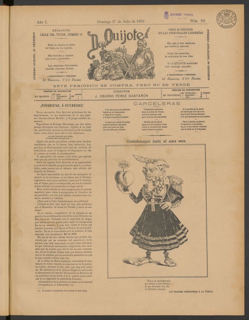 Miniatura de Don Quijote (Madrid) del 17 de julio de 1892