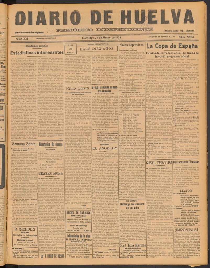 Miniatura de Diario de Huelva : periódico independiente del 25 de marzo de 1928