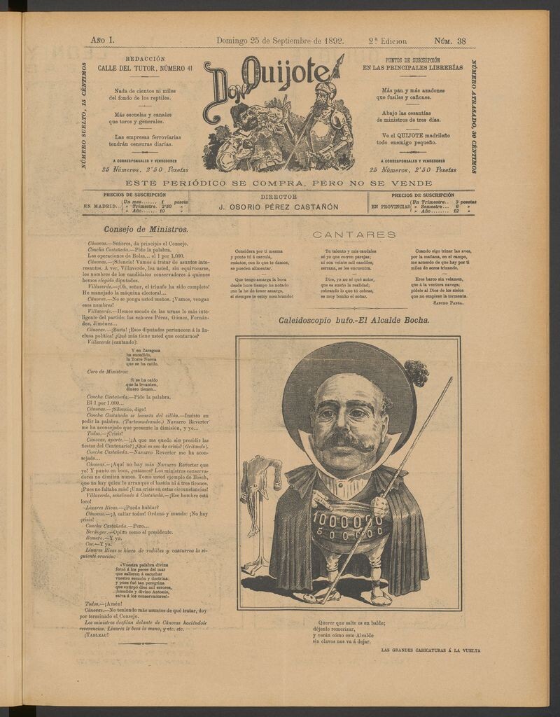 Miniatura de Don Quijote (Madrid) del 25 de septiembre de 1892