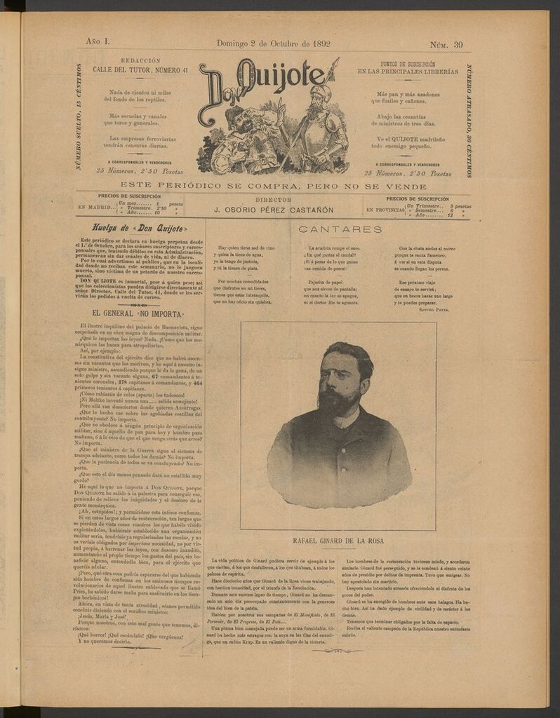 Miniatura de Don Quijote (Madrid) del 2 de octubre de 1892