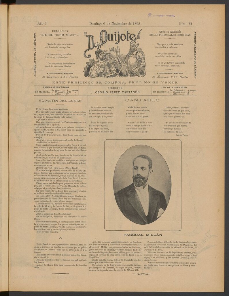 Miniatura de Don Quijote (Madrid) del 6 de noviembre de 1892