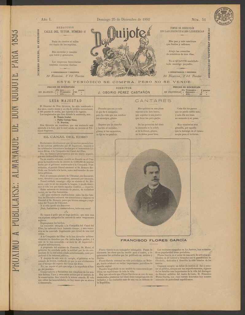 Miniatura de Don Quijote (Madrid) del 25 de diciembre de 1892