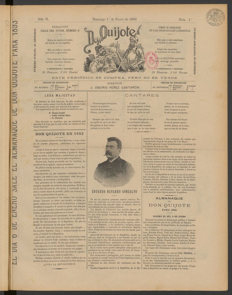 Miniatura de Don Quijote (Madrid) del 1 de enero de 1893