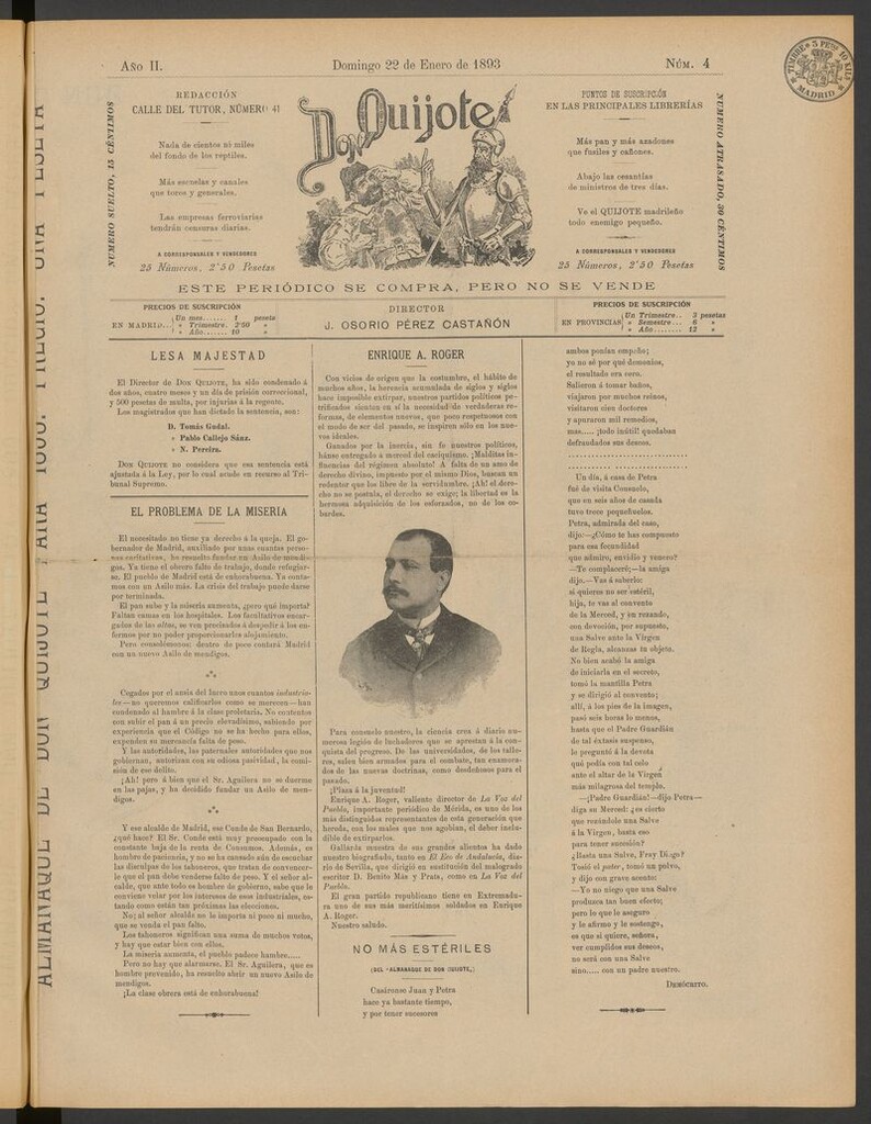 Miniatura de Don Quijote (Madrid) del 22 de enero de 1893