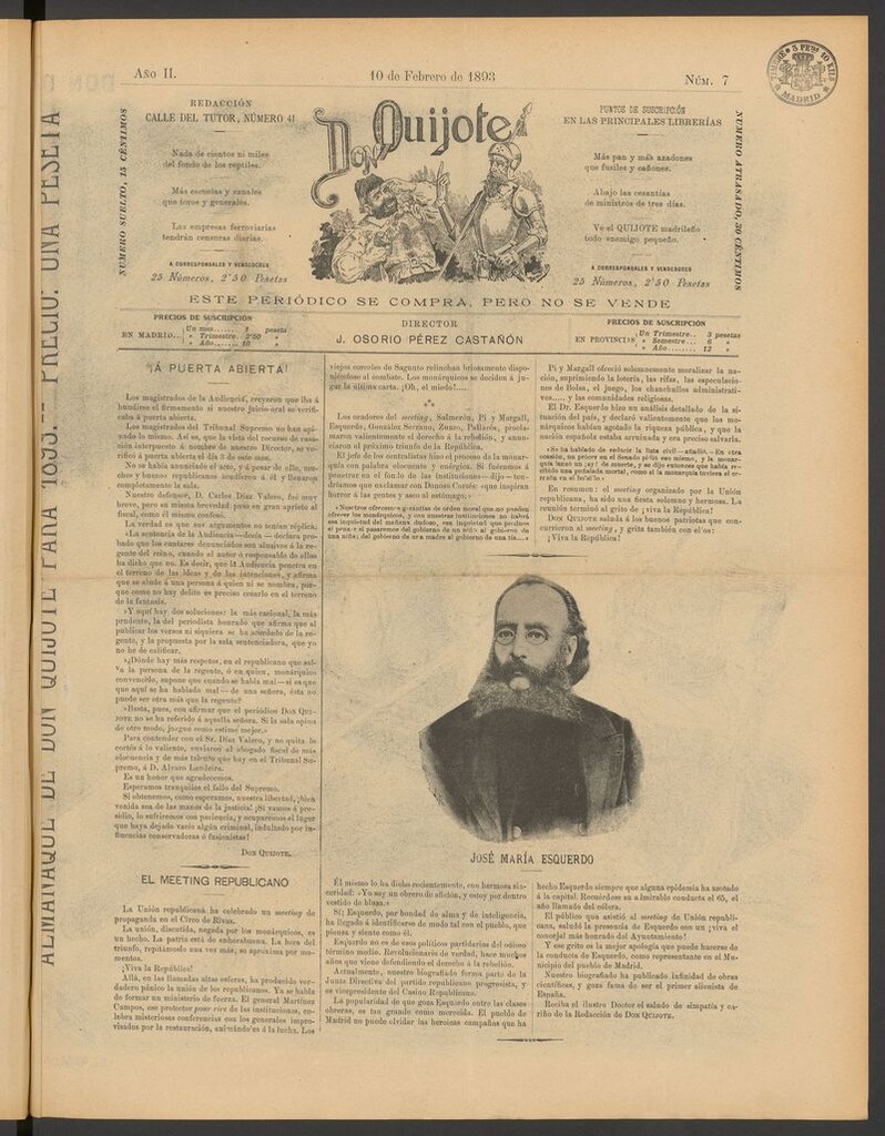 Miniatura de Don Quijote (Madrid) del 10 de febrero de 1893