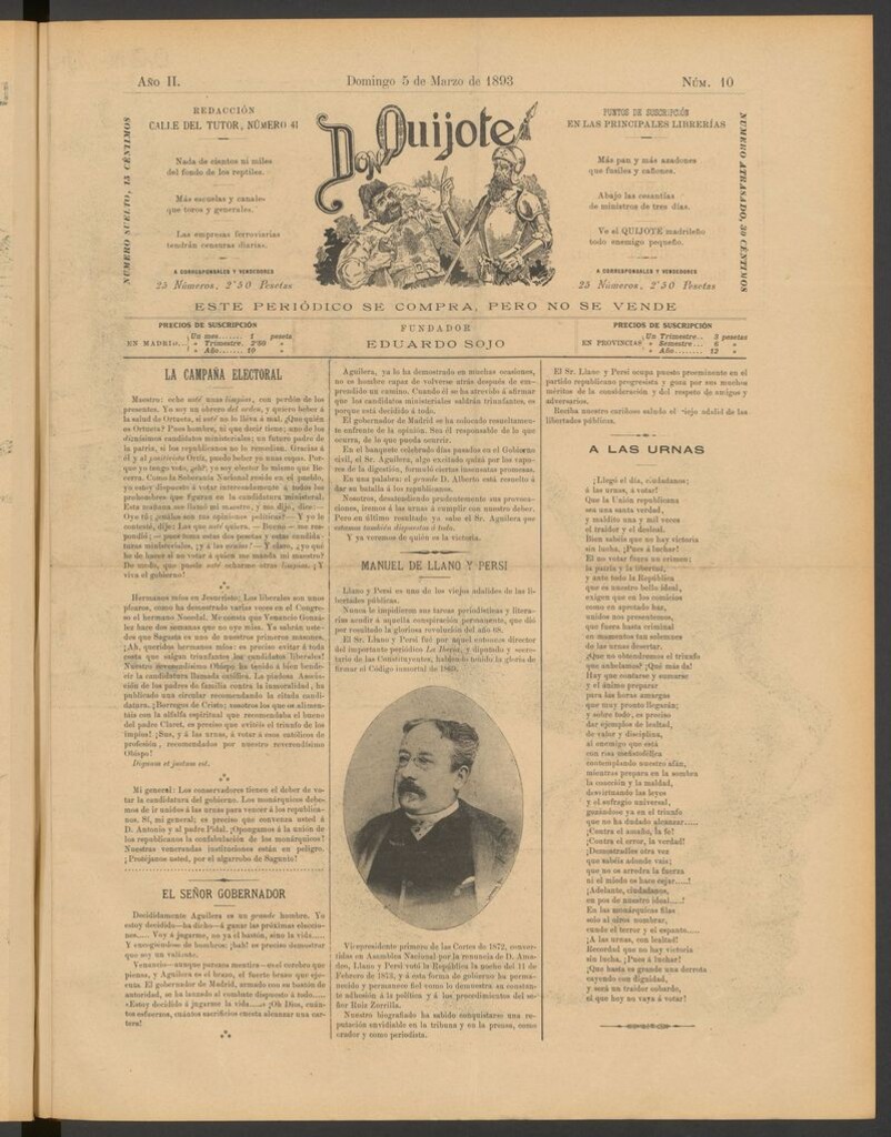 Miniatura de Don Quijote (Madrid) del 5 de marzo de 1893