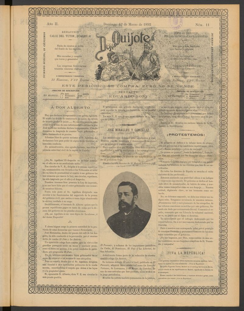 Miniatura de Don Quijote (Madrid) del 12 de marzo de 1893