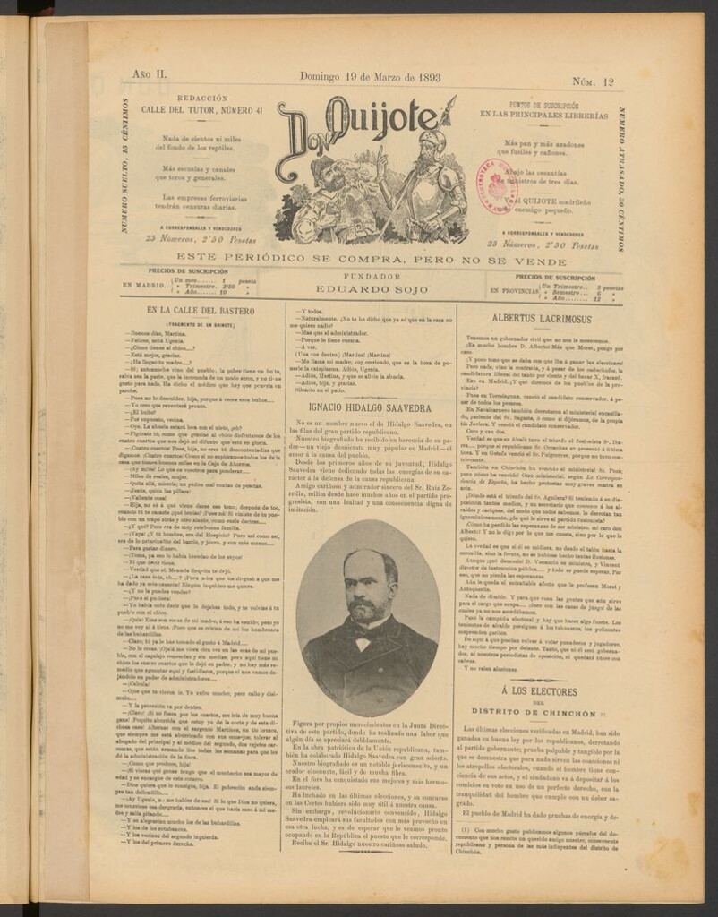 Miniatura de Don Quijote (Madrid) del 19 de marzo de 1893