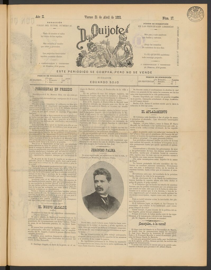 Miniatura de Don Quijote (Madrid) del 21 de abril de 1893