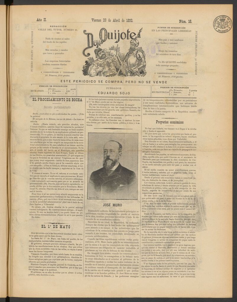 Miniatura de Don Quijote (Madrid) del 28 de abril de 1893