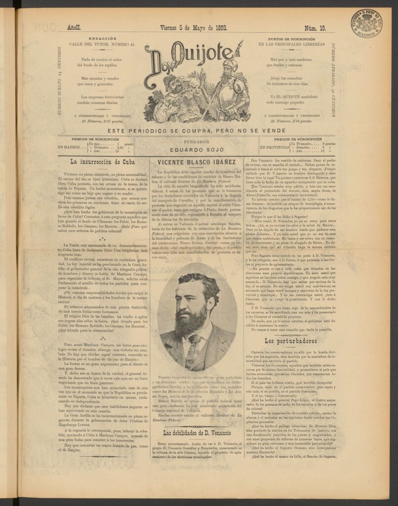 Miniatura de Don Quijote (Madrid) del 5 de mayo de 1893