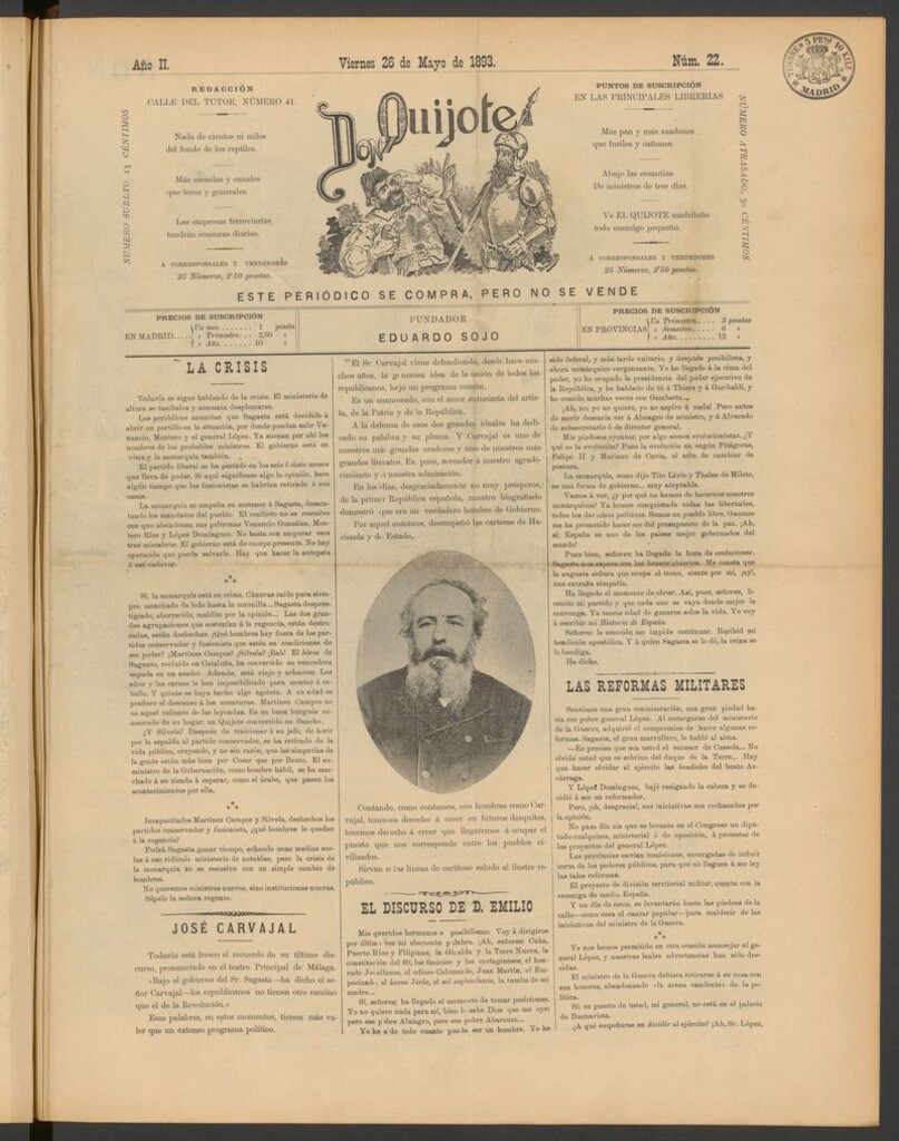 Miniatura de Don Quijote (Madrid) del 26 de mayo de 1893