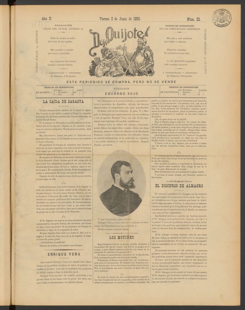 Miniatura de Don Quijote (Madrid) del 2 de junio de 1893