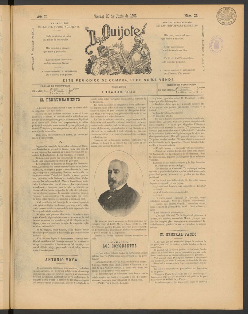 Miniatura de Don Quijote (Madrid) del 23 de junio de 1893