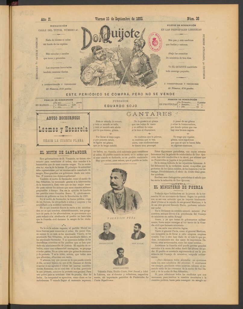 Miniatura de Don Quijote (Madrid) del 15 de septiembre de 1893