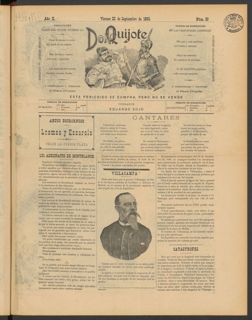 Miniatura de Don Quijote (Madrid) del 22 de septiembre de 1893