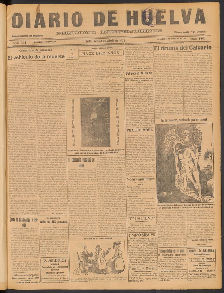 Miniatura de Diario de Huelva : periódico independiente del 4 de abril de 1928