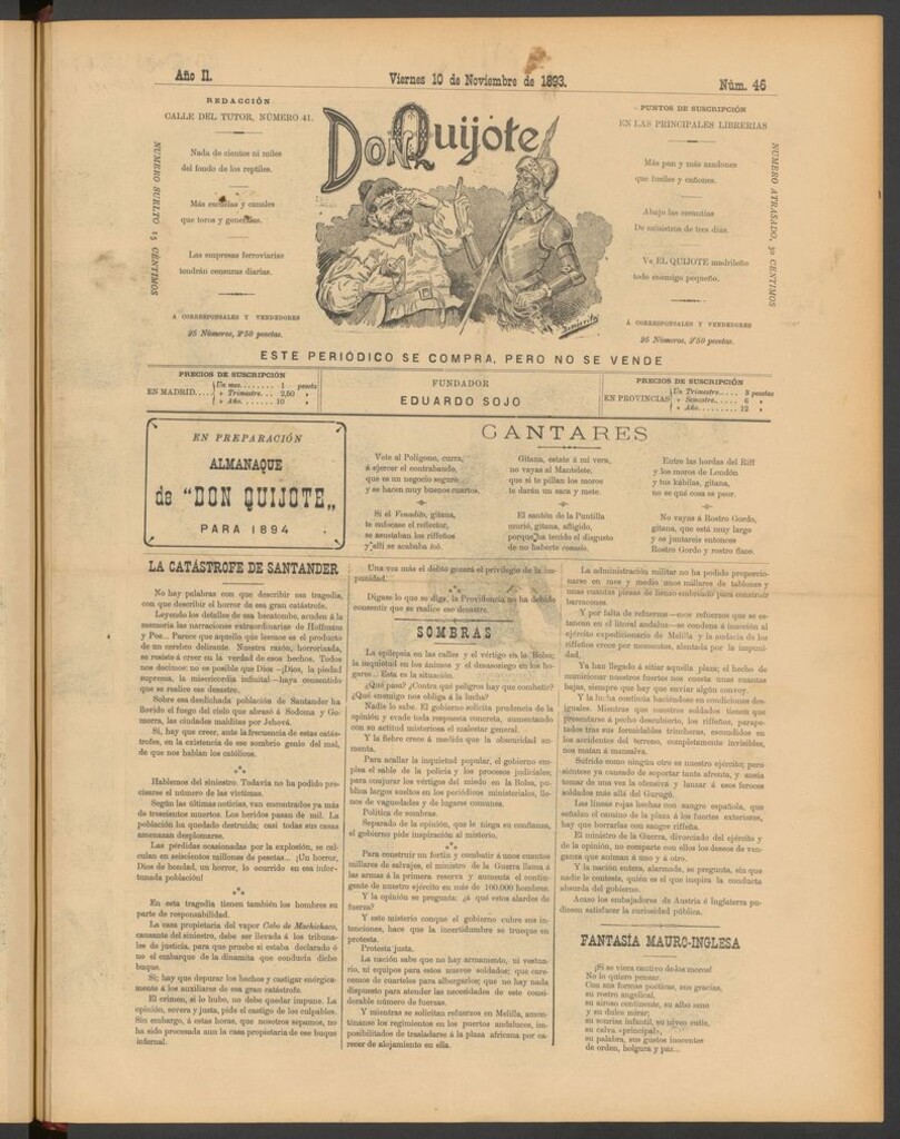 Miniatura de Don Quijote (Madrid) del 10 de noviembre de 1893