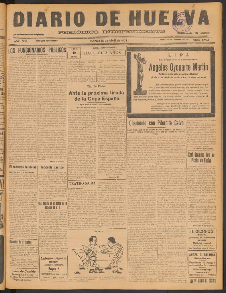 Miniatura de Diario de Huelva : periódico independiente del 10 de abril de 1928