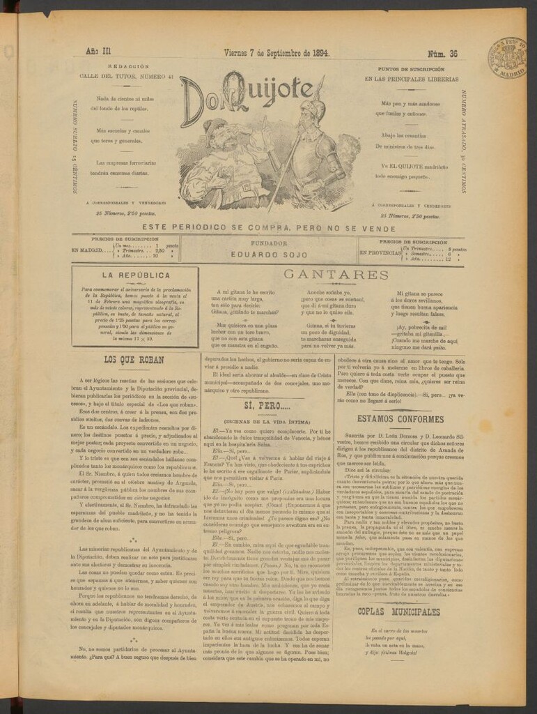 Miniatura de Don Quijote (Madrid) del 7 de septiembre de 1894