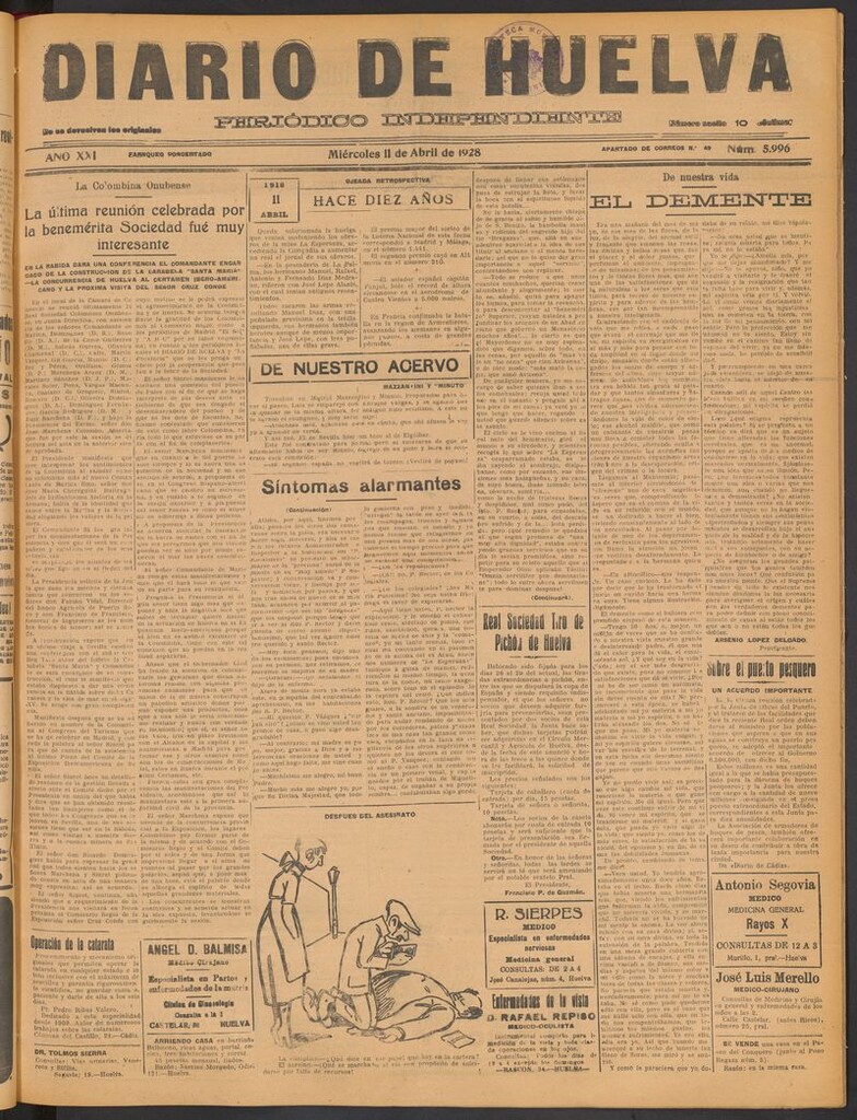 Miniatura de Diario de Huelva : periódico independiente del 11 de abril de 1928