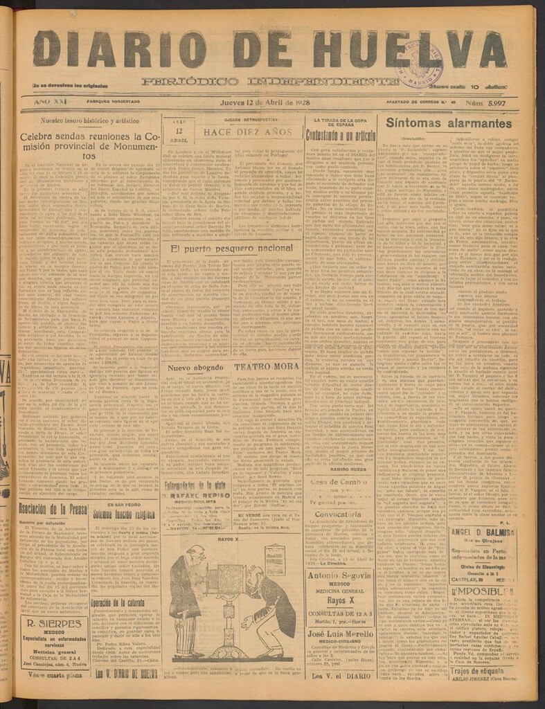 Miniatura de Diario de Huelva : periódico independiente del 12 de abril de 1928