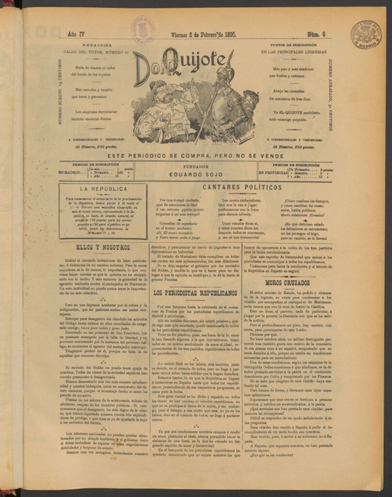 Miniatura de Don Quijote (Madrid) del 8 de febrero de 1895