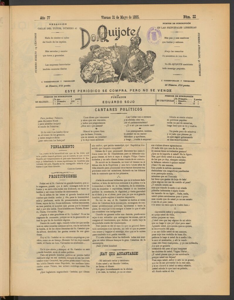 Miniatura de Don Quijote (Madrid) del 31 de mayo de 1895