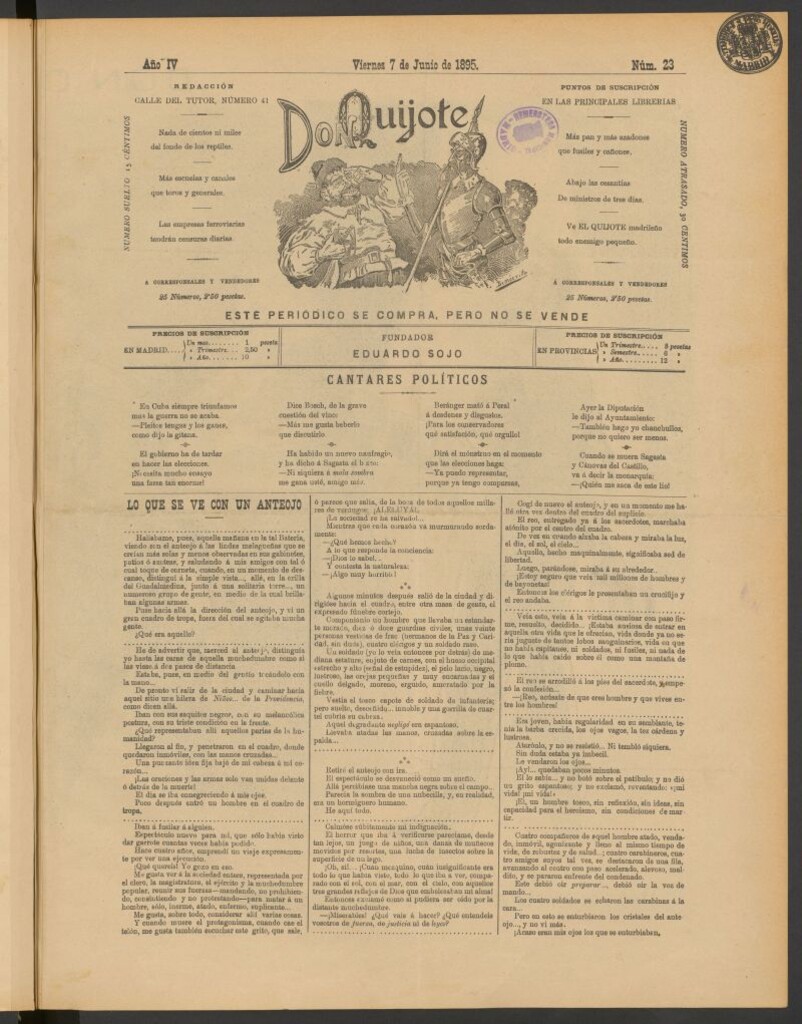 Miniatura de Don Quijote (Madrid) del 7 de junio de 1895