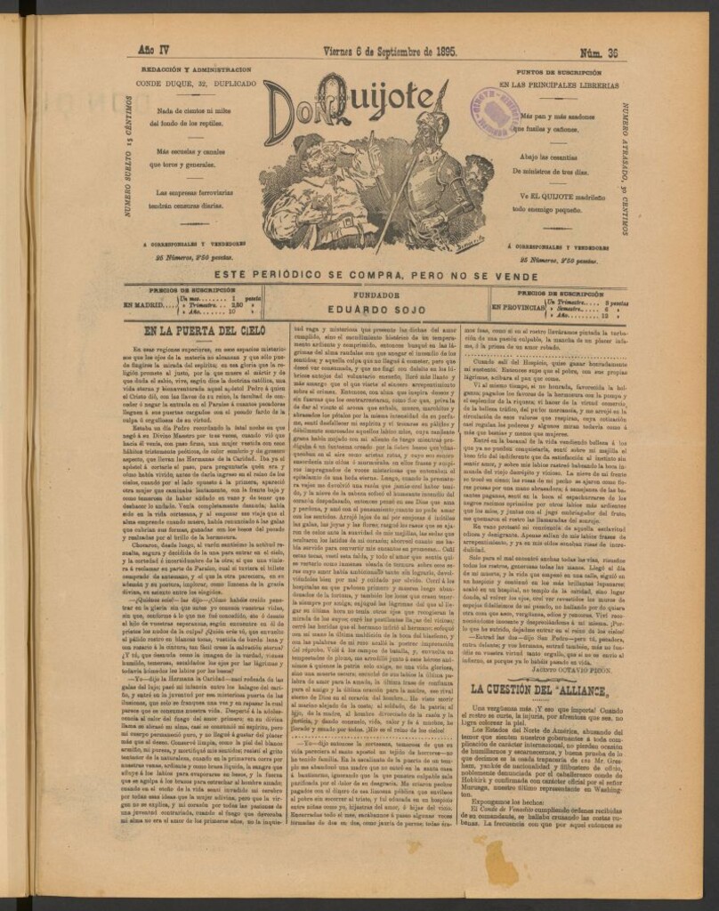 Miniatura de Don Quijote (Madrid) del 6 de septiembre de 1895