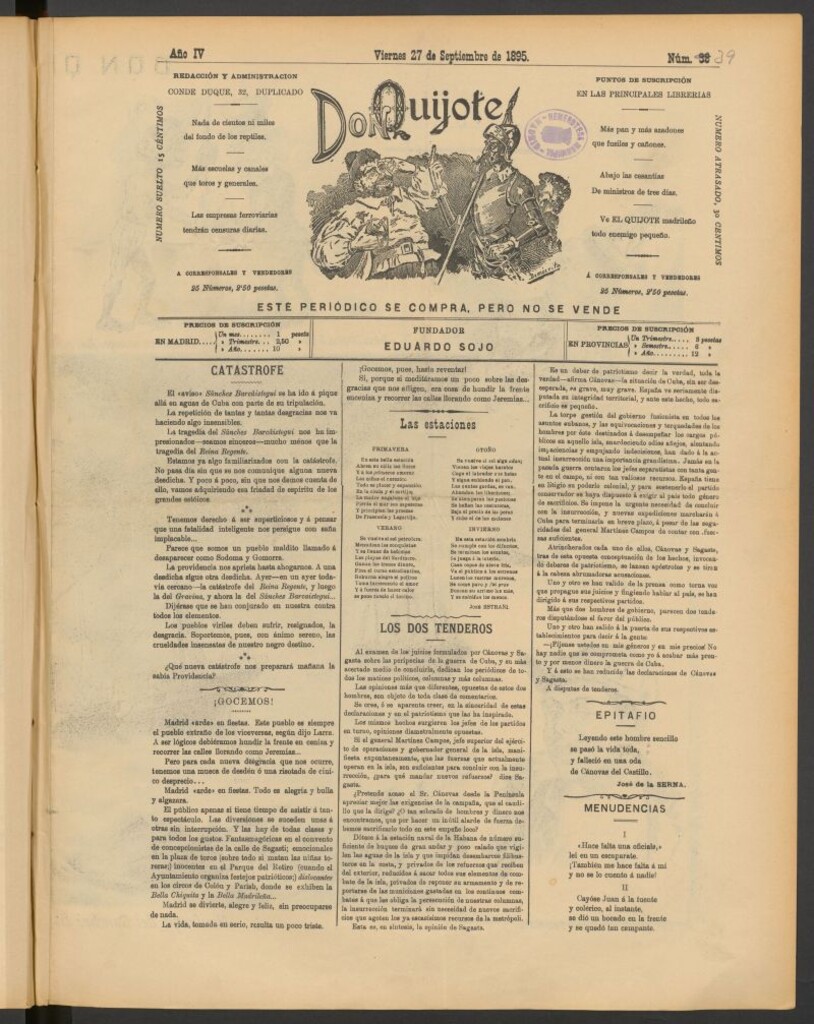Miniatura de Don Quijote (Madrid) del 27 de septiembre de 1895