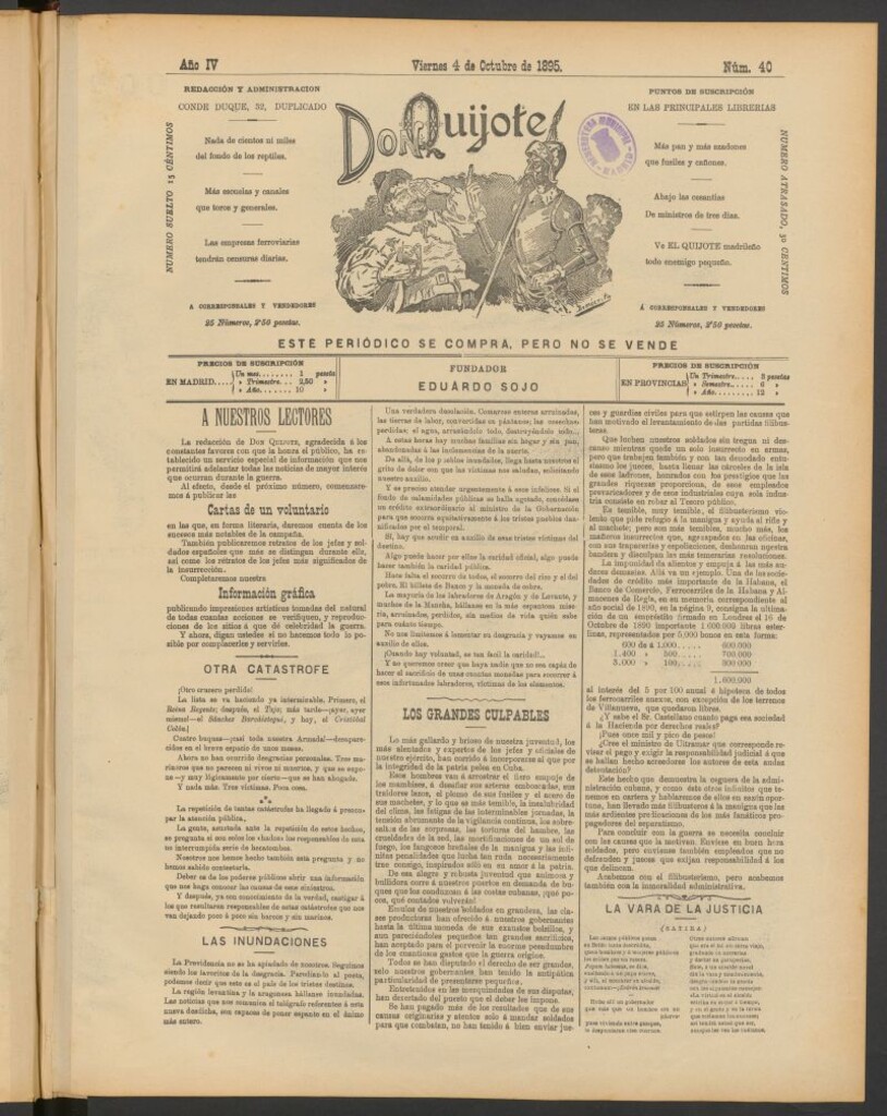 Miniatura de Don Quijote (Madrid) del 4 de octubre de 1895