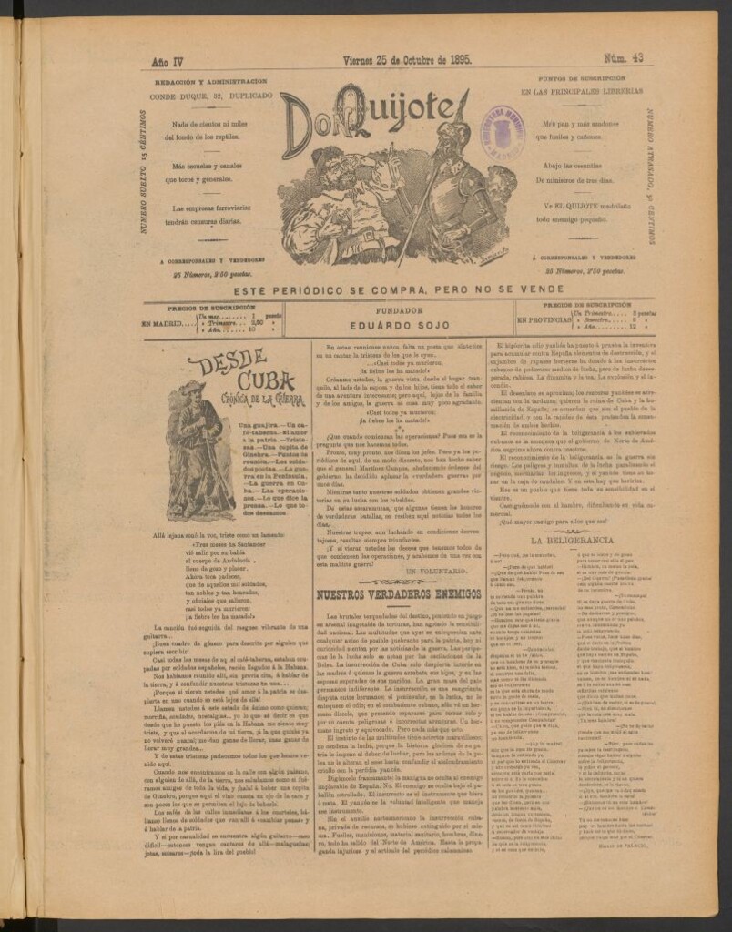Miniatura de Don Quijote (Madrid) del 25 de octubre de 1895