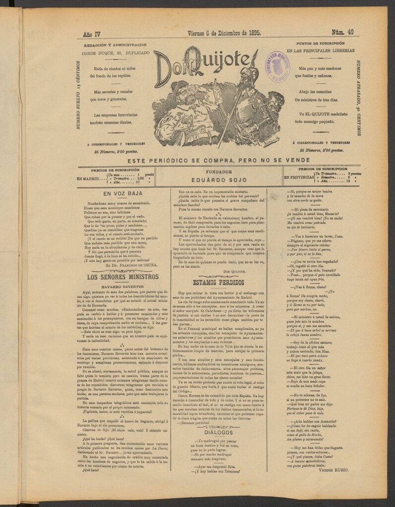 Miniatura de Don Quijote (Madrid) del 6 de diciembre de 1895