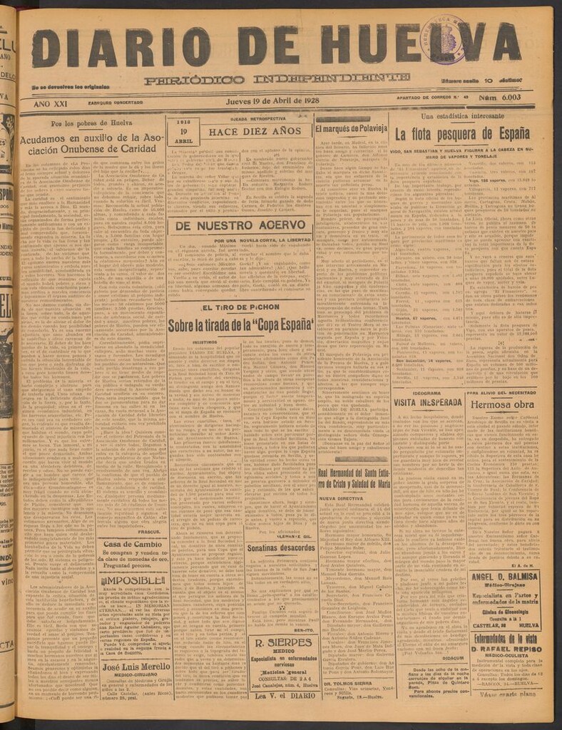 Miniatura de Diario de Huelva : periódico independiente del 19 de abril de 1928