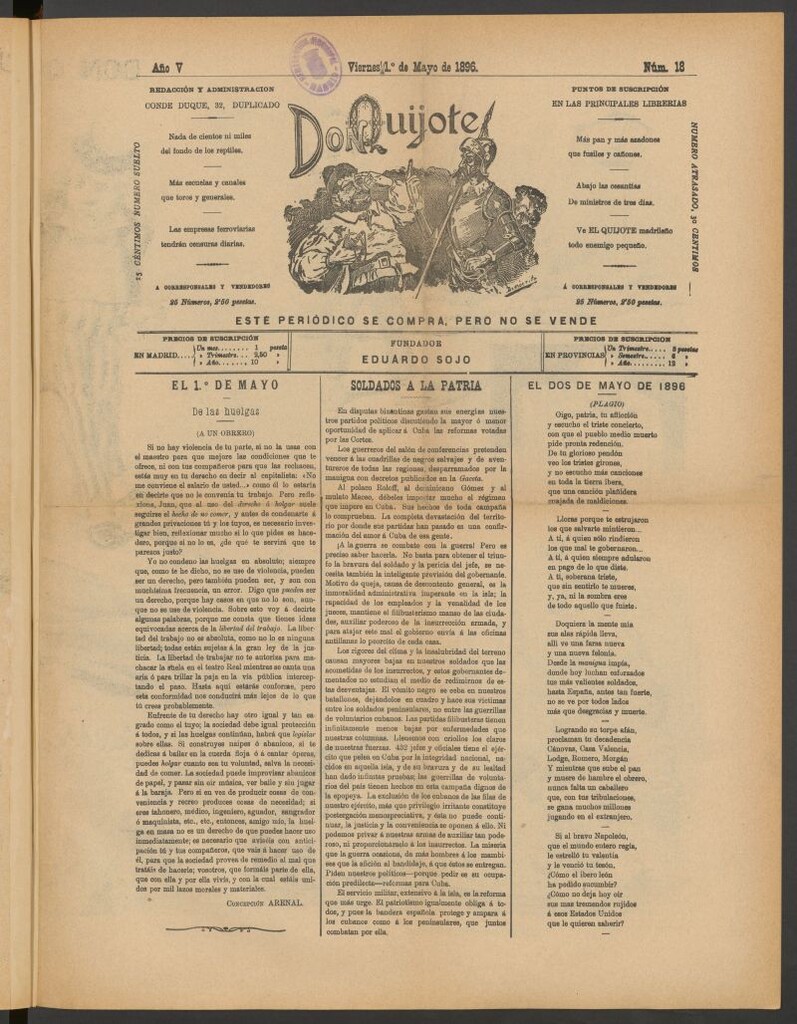 Miniatura de Don Quijote (Madrid) del 1 de mayo de 1896