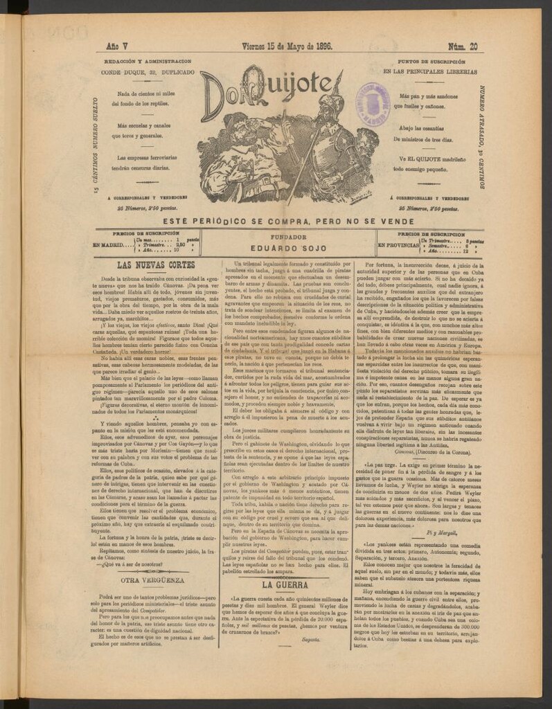 Miniatura de Don Quijote (Madrid) del 15 de mayo de 1896